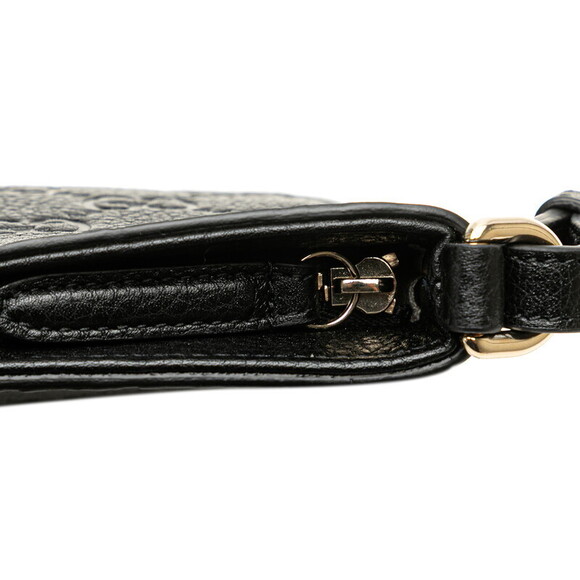 Gucci GG Emblem Chain Shoulder Bag Black Leather - Picture 8 of 8